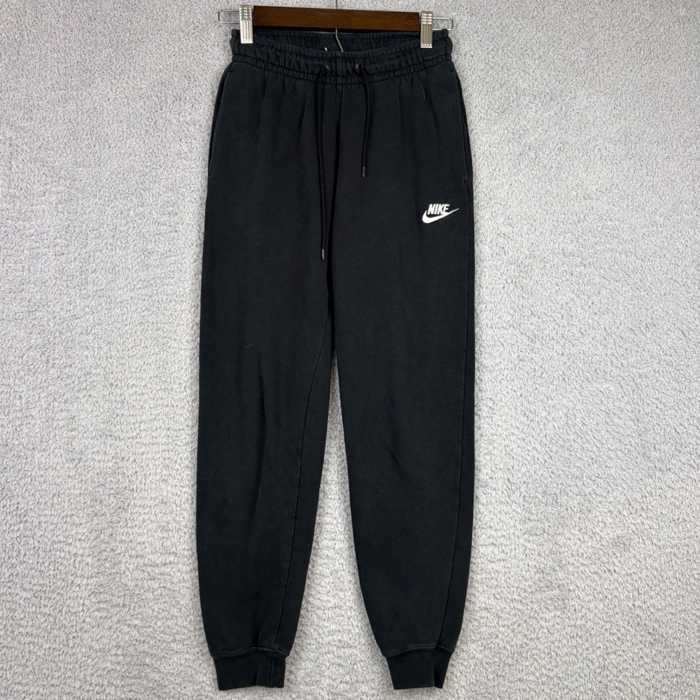 Nike Sweatpants Womens XS Black Fleece Joggers Embroidered Swoosh Sportswear